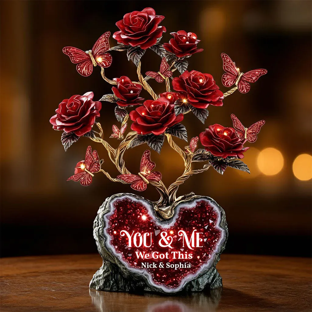 Personalized Rose & Butterfly Acrylic Keepsake - Custom Love Story with Your Names