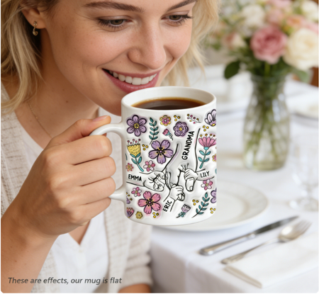 Purple Floral Mug - Personalized Gift For Grandma