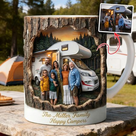 Personalised Camping Mug – Custom Family Photo Gift for Outdoor Lovers