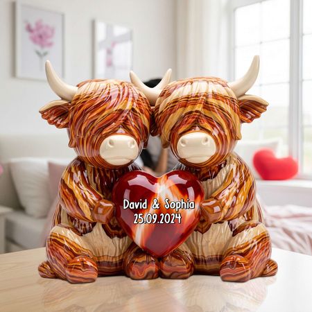 Highland Cow Couple Acrylic Plaque - Personalized Gifts For Couple