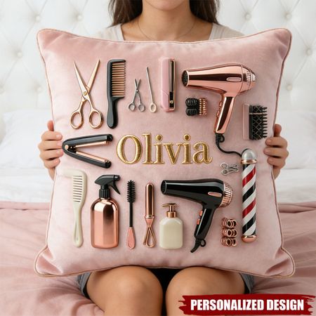 Personalised Proud Hair Stylist Cushion with Name – Hairdresser Gift
