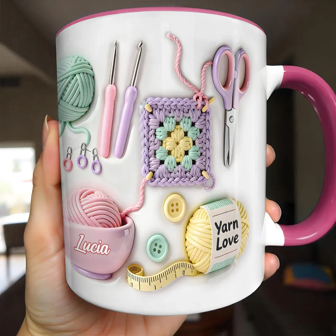 Personalised Yarn & Crochet Mug – Custom Gift for Knitters, Crafters & Creative Souls