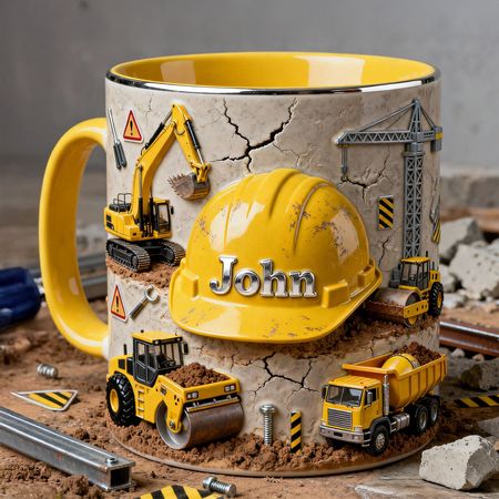 Personalised Construction Worker Mug – Custom Name Gift for Builders & Construction Enthusiasts