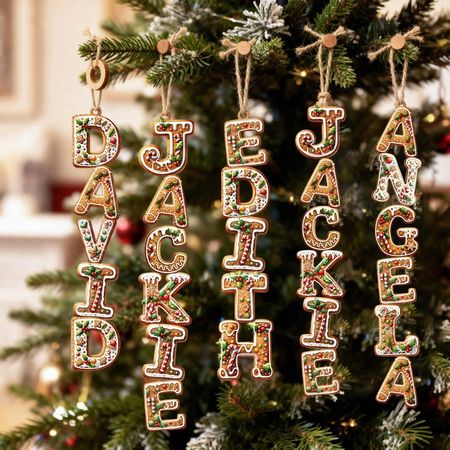 Christmas Gingerbread Letter Ornaments with Name, 2026 Stocking Tags, Keepsake ornaments