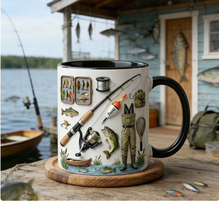 Hooked on Fishing  Mug - Personalized Gift For Fishing Lovers