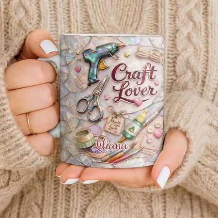 Personalised Craft Lover Mug –  Custom Name Coffee Mug Gift for Crafters & DIY Lovers
