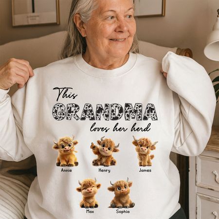 This Grandma Loves Her Herd – Personalised Family Name Shirt 🐮❤️