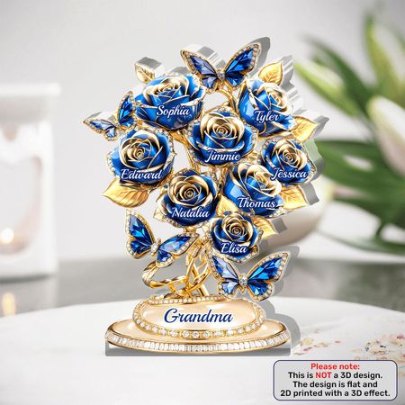 Personalised Family Rose Tree Acrylic Plaque – A Meaningful Gift for Grandma