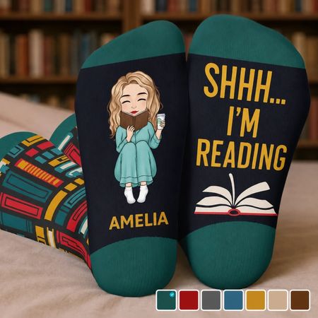 Custom Crew Socks - Personalized Bookish Gifts For Book Lovers, Bookworms, Readers - Keeping Up With My Reading Game