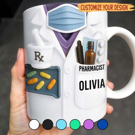 Personalised Pharmacist Coffee Mug, Custom Name Gift for Pharmacists, Healthcare Worker Mug