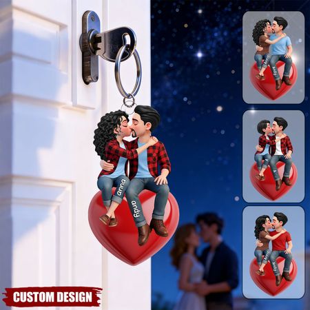 Personalised Romantic Couple Keyring – Valentine Day Keepsake for Couples