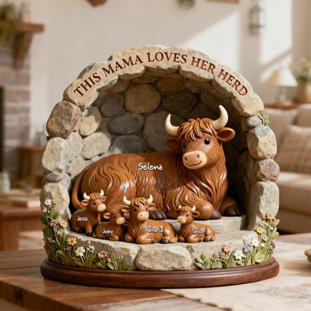 Highland Cow Family Acrylic Plaque - Personalized Gifts For Mom
