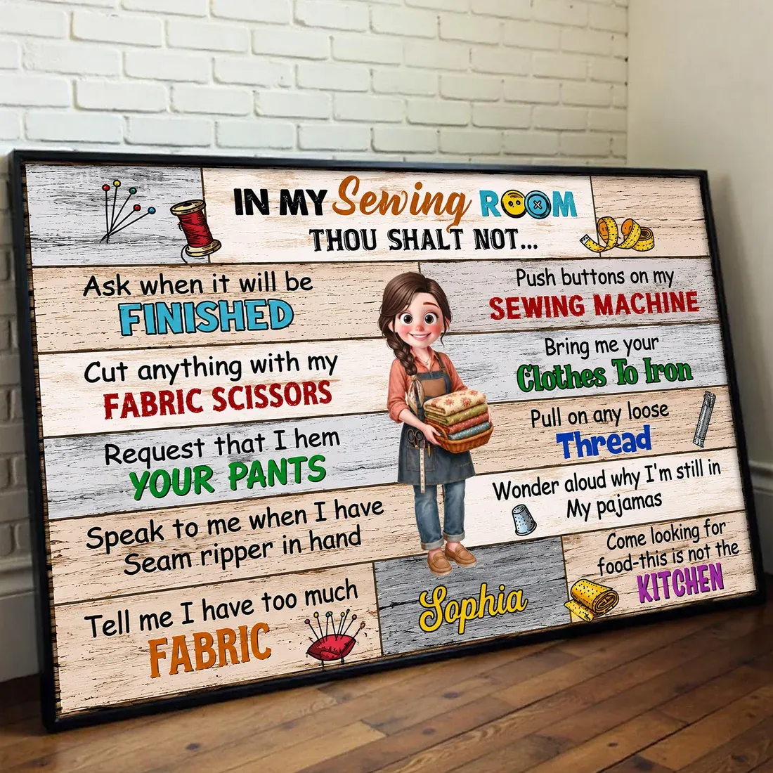 Personalized Sewing Room Rules Poster – Custom Sewing Decor Gift for Seamstress & Sewing Lovers