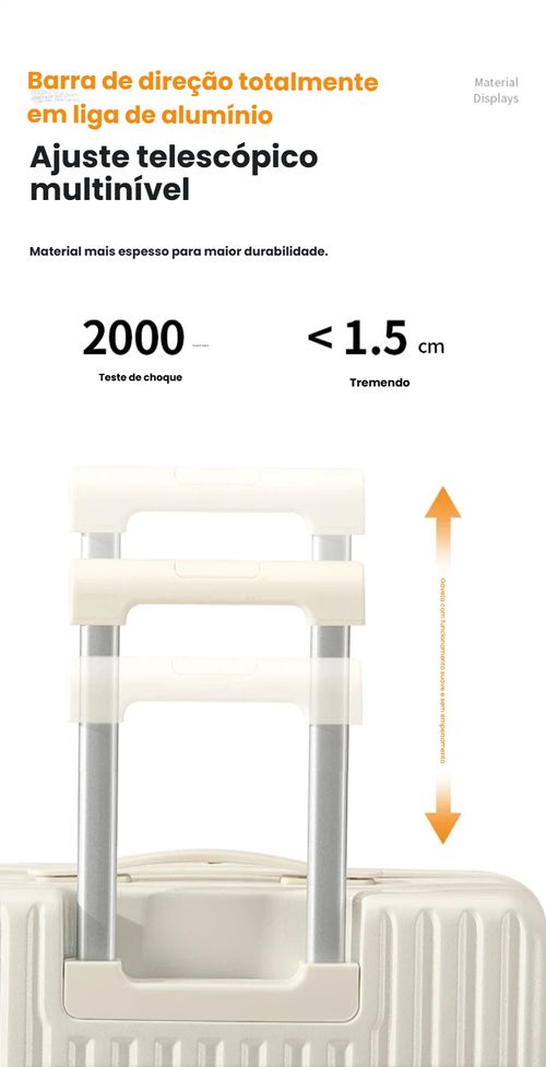 Mala de Viagem Nova Linha com Abertura Frontal, Mala de Rodinhas Multifuncional com Grande Capacidade para Mulheres, Mala com Cadeado Numérico Alta Qualidade para Estudantes, Amortecimento de Impacto