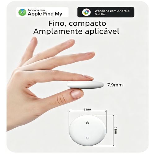 Rastreador Bluetooth anti-perda compatível com sistemas Android e iOS (Google e iPhone). Localizador global de objetos. Classificação IP66 – à prova de água.