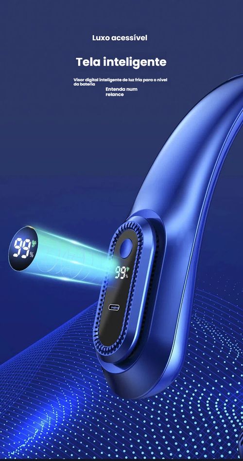 Ventilador de Pescoço Nova Linha, Recarregável via USB, Pequeno e Portátil para Uso Exterior, Silencioso com Turbina, Sem Pás, Mini Ventilador para Pescoço