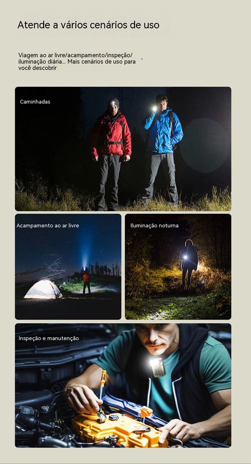 Mini lanterna tipo chaveiro com duas fontes de luz, carregamento Type-C, super brilhante, compacta e potente para uso exterior