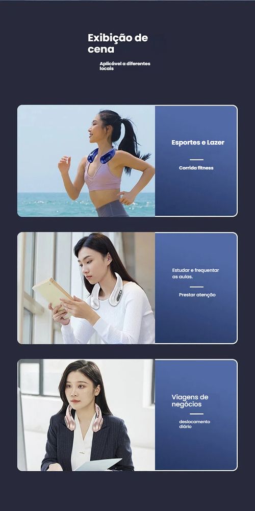 Ventilador de Pescoço Nova Linha, Recarregável via USB, Pequeno e Portátil para Uso Exterior, Silencioso com Turbina, Sem Pás, Mini Ventilador para Pescoço