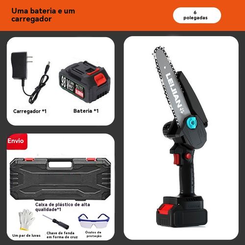 Serra Elétrica de 6 Polegadas, Multifuncional para Uso Residencial, Pequena Serra Portátil, Serra de Corrente Elétrica Recarregável com Bateria de Lítio para Desbaste de Árvores