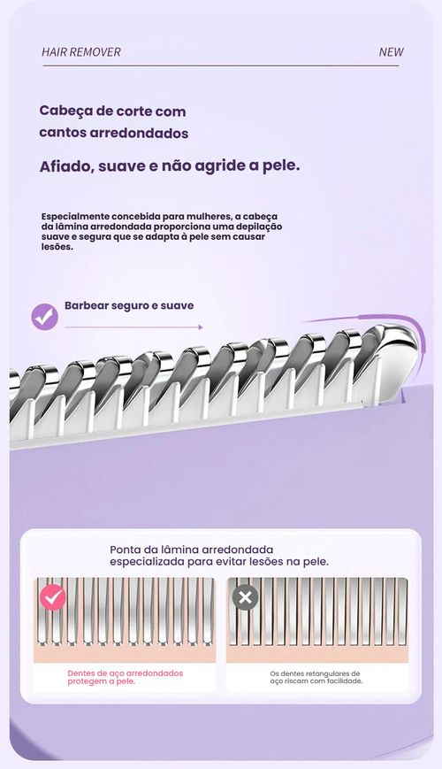 Depilador Feminino com Duas Cabeças, Cortador de Pêlos Íntimos, Navalha Elétrica, Depilador Unissex, Portátil