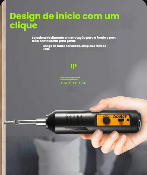 Chave de Fenda Elétrica Doméstica Recarregável, Mini Parafusadeira Elétrica Portátil, Pequeno Chave de Impacto, Kit de Ferramentas a Bateria de Lítio