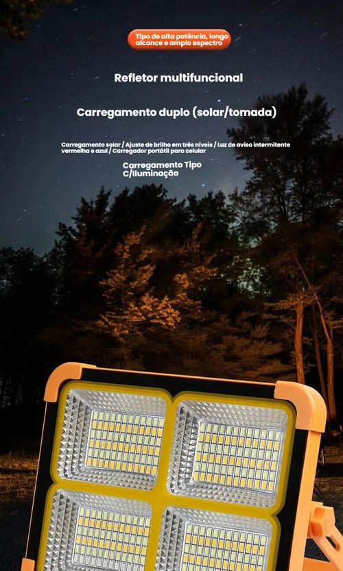 Lâmpada Solar, Lanterna de Mão Recarregável, Projetor Portátil, Lâmpada para Feira Livre ao Ar Livre, Lanterna Multifuncional para Acampamento e Emergência