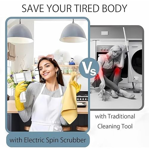 Escova de limpeza elétrica rotativa com 5 cabeças de escova substituíveis.