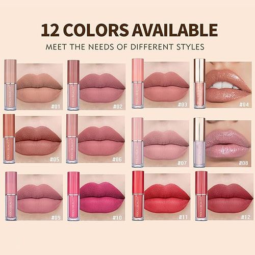 Conjunto de 12 batons líquidos aveludados mate