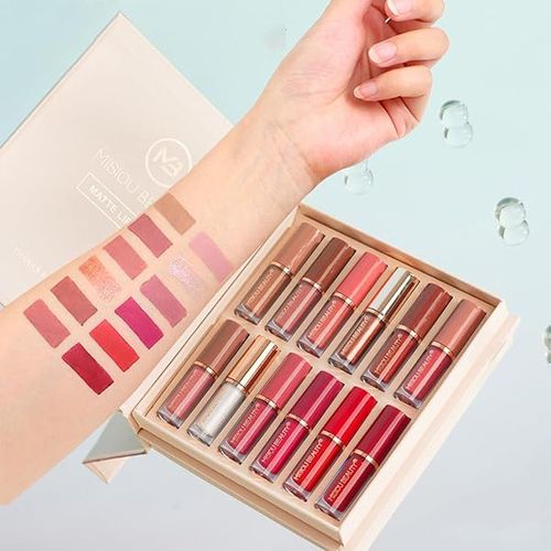 Conjunto de 12 batons líquidos aveludados mate