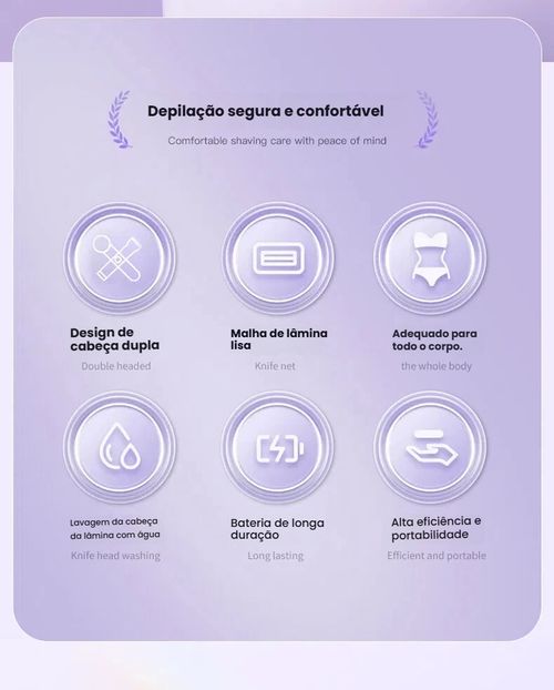 Depilador Feminino com Duas Cabeças, Cortador de Pêlos Íntimos, Navalha Elétrica, Depilador Unissex, Portátil
