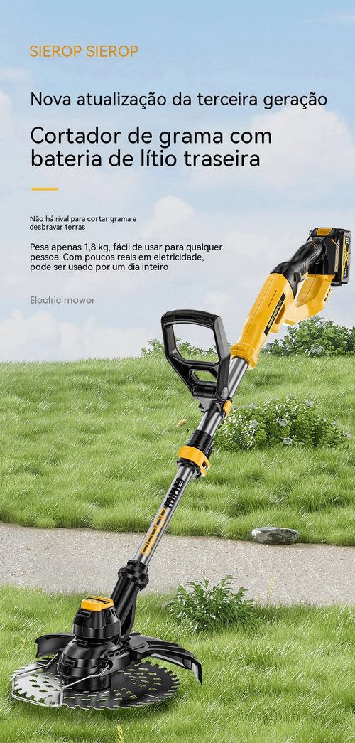 Cortador de relva sem escovas – multifuncional, portátil, com bateria de lítio, ideal para jardim e pequenas colheitas