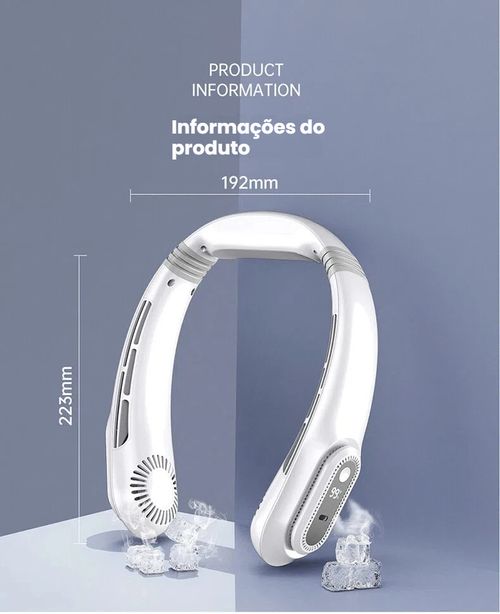 Ventilador de Pescoço Nova Linha, Recarregável via USB, Pequeno e Portátil para Uso Exterior, Silencioso com Turbina, Sem Pás, Mini Ventilador para Pescoço