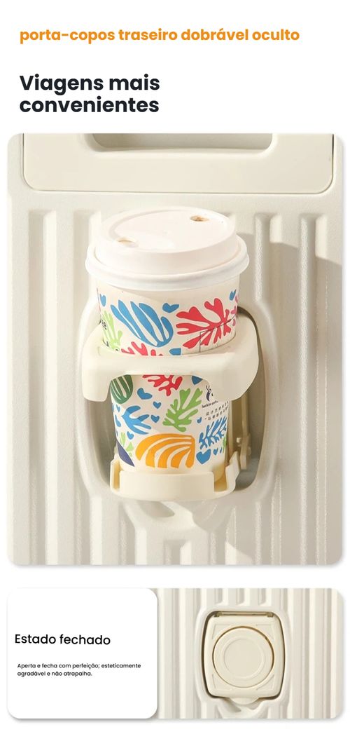 Mala de Viagem Nova Linha com Abertura Frontal, Mala de Rodinhas Multifuncional com Grande Capacidade para Mulheres, Mala com Cadeado Numérico Alta Qualidade para Estudantes, Amortecimento de Impacto