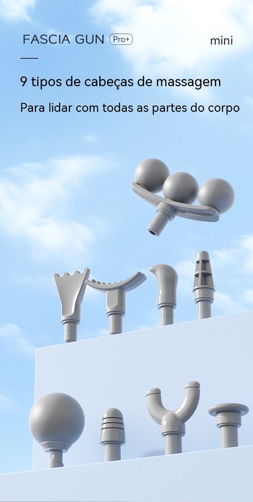 Pistola de massagem com 3 níveis e 9 cabeças – relaxamento muscular profundo, ideal para ombros, costas e cintura