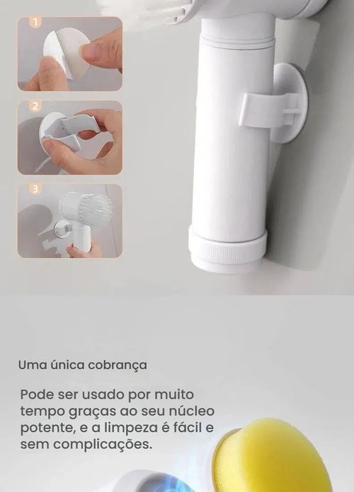 Escova de Limpeza Elétrica Portátil Recarregável, Escova para Lavar Pratos e Panelas na Cozinha, Escova para Pia e Azulejo do Banheiro, Arma Mágica para Lavar Panelas