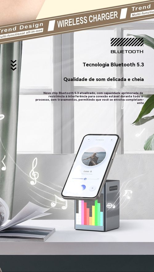 Carregador Sem Fio Magnético 6 em 1, Compatível com Celulares, Fones de Ouvido e Relógios Apple e Huawei, Carregamento Rápido