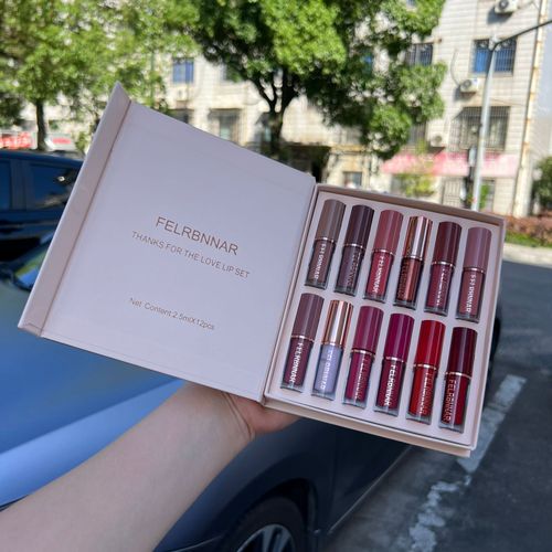 Kit de Gloss Labial 12 Unidades com Brilho Perolado Fino, Batom Longa Duração, À Prova d'Água, Não Pegajoso e Mate