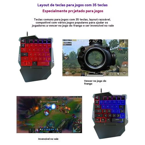 Teclado Único Mão G7, Sensação Mecânica para Jogo PUBG, Teclado para Jogos Móveis e Esports com Luz de Fundo Colorida