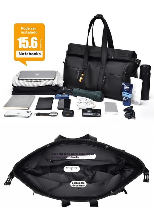 Mala de Academia e Viagem Masculina Estilosa e Moderna, Mala Esportiva Impermeável com Grande Capacidade e Separação Seco,Molhado, Mala de Mão Simples para Bagagem