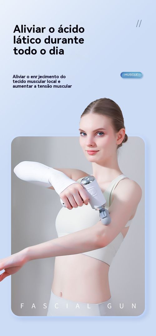 Pistola de massagem com 3 níveis e 9 cabeças – relaxamento muscular profundo, ideal para ombros, costas e cintura