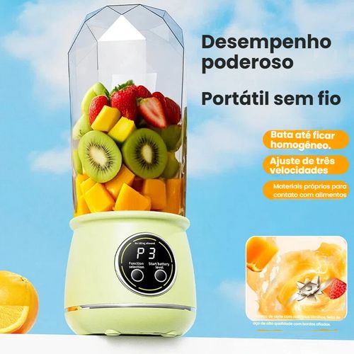 Liquidificador Doméstico com Função de Triturar Gelo, Copo Liquidificador Carregável via USB, Portátil para Exterior,