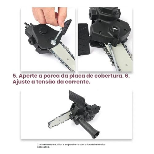 Conversor de Furadeira Manual para Serra Elétrica 4 Polegadas - Serra de Desbaste e Serra de Jardim, Acessório para Corte de Madeira e Poda