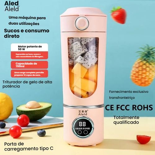 Liquidificador Doméstico com Função de Triturar Gelo, Copo Liquidificador Carregável via USB, Portátil para Exterior,