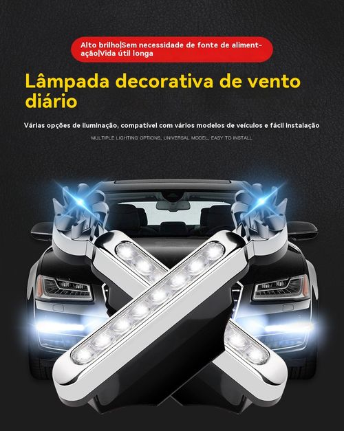 Luz Diurna de Grade para Veículo, Luz Diurna LED Eólica Universal, Luz de Ventilador, Luz Auxiliar da Frente do Veículo, Luz de Decoração Colorida Eólica