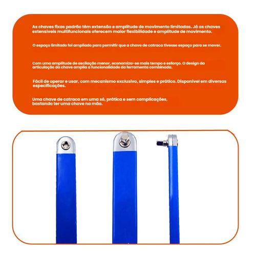 Chave de Catraca Extendida Multifuncional - Chave Combinada 2 em 1
