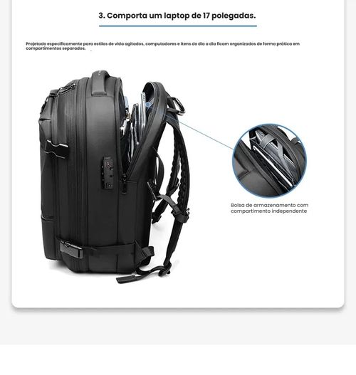 Mochila de Viagem com Vácuo, Mochila Masculina Empresarial Multifuncional para Notebook, Mochila de Compressão a Vácuo com Grande Capacidade, Material TPU
