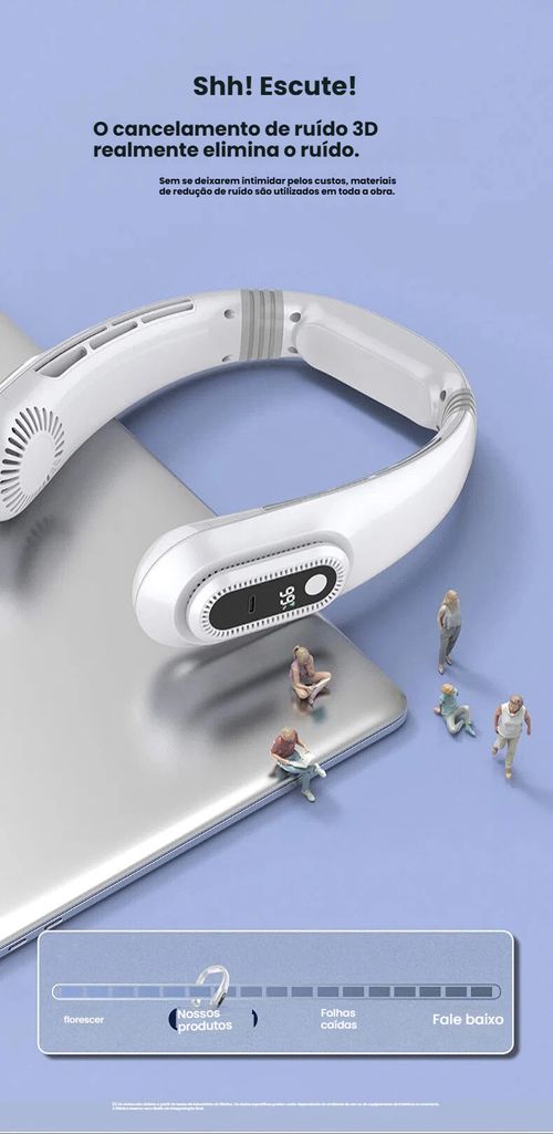Ventilador de Pescoço Nova Linha, Recarregável via USB, Pequeno e Portátil para Uso Exterior, Silencioso com Turbina, Sem Pás, Mini Ventilador para Pescoço
