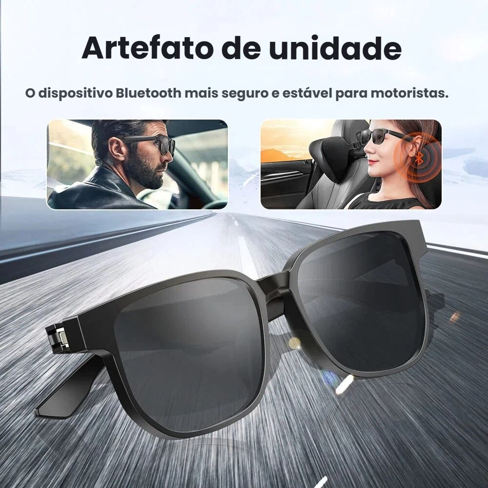 Óculos Inteligentes, Óculos de Sol Específicos para Motoristas ao Dirigir com Proteção Anti-Blue Light, Óculos de Áudio AI com Fones de Ouvido Bluetooth, Liberação dos Ouvidos
