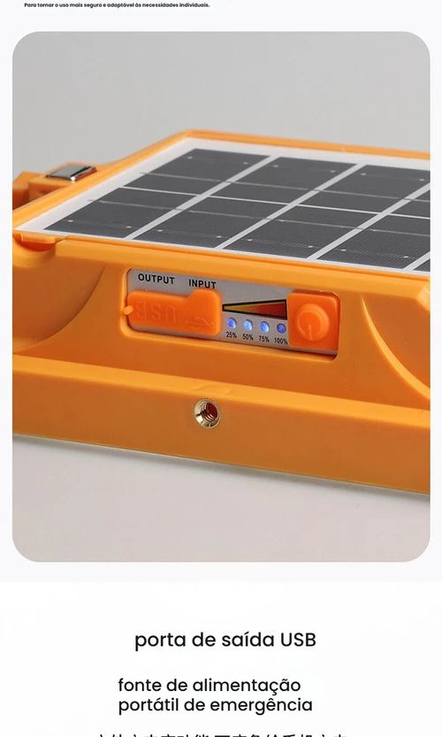 Lâmpada Solar, Lanterna de Mão Recarregável, Projetor Portátil, Lâmpada para Feira Livre ao Ar Livre, Lanterna Multifuncional para Acampamento e Emergência