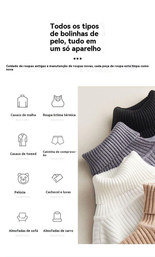 Removedor de Bolinhas de Lã Recarregável, Aparador de Pelos para Tricô, Aparador de Bolinhas